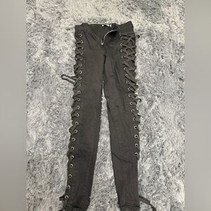 Edgy Black Lace-Up Pants